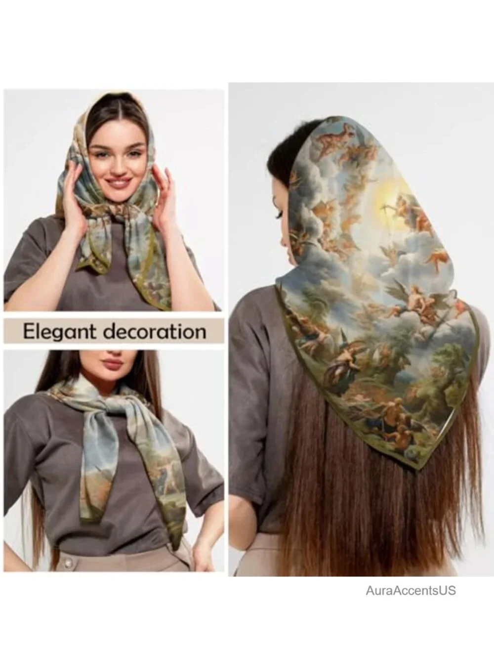 Large Square Satin Hair Wrap Scarf 27.5 Inches Lightweight Fashion